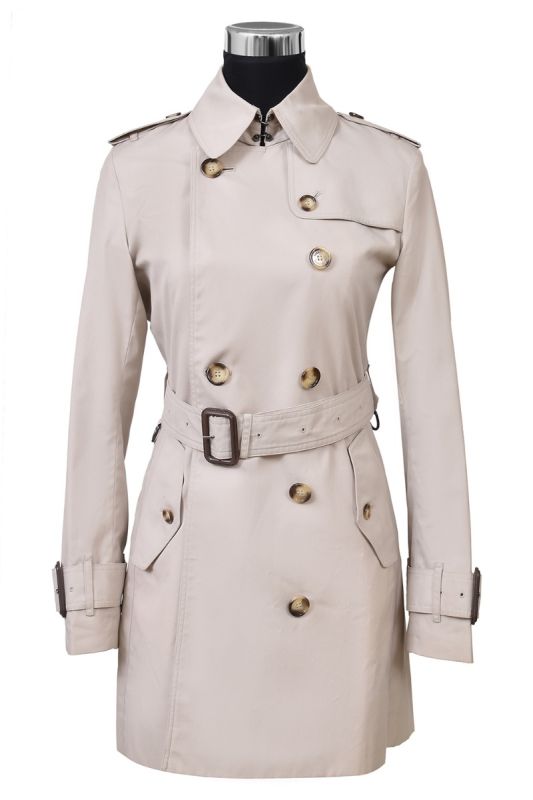 Burberry Beige Double Breasted Belted Trench Coat