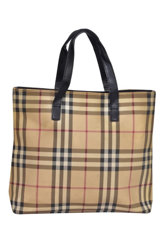 Burberry Beige Haymarket Check Canvas Tote Bag