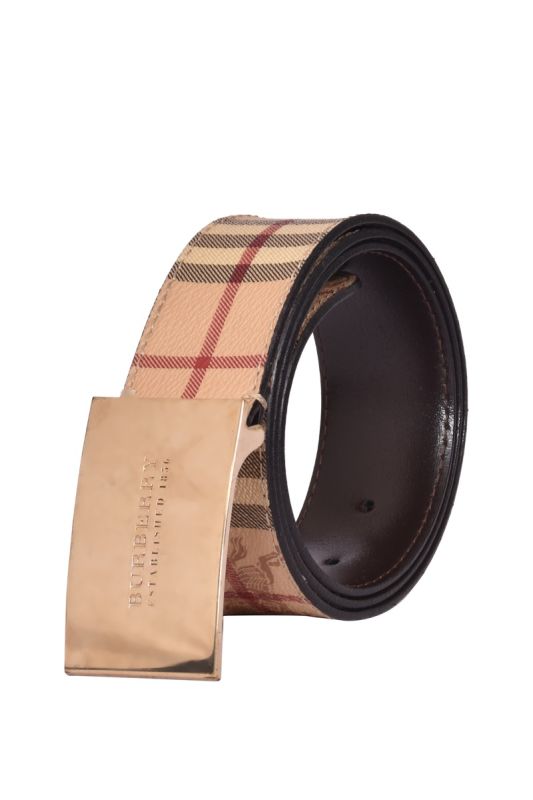 Burberry Beige Haymarket Check Coated Belt