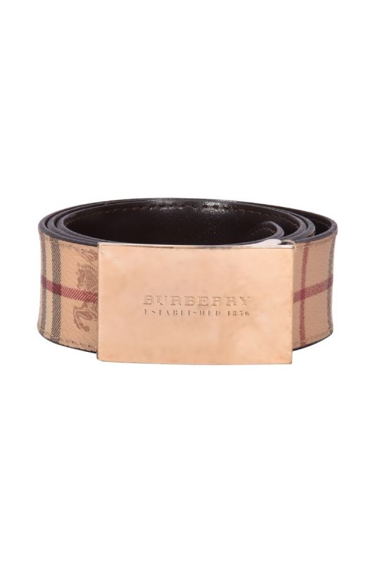 Burberry Beige Haymarket Check Coated Belt