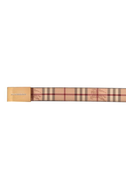 Burberry Beige Haymarket Check Coated Canvas Plaque Belt