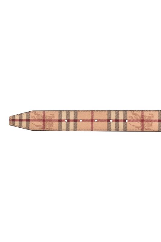 Burberry Beige Haymarket Check Coated Canvas Plaque Belt