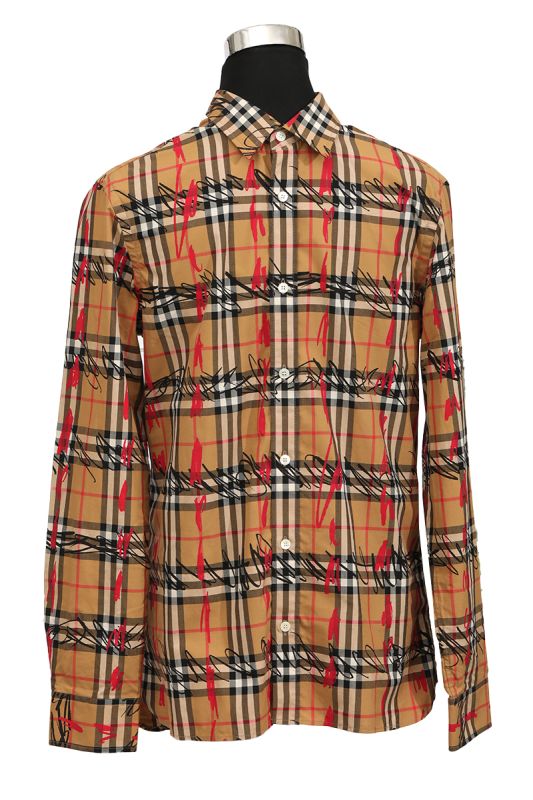 Burberry Beige Scribble Medium Check Shirt