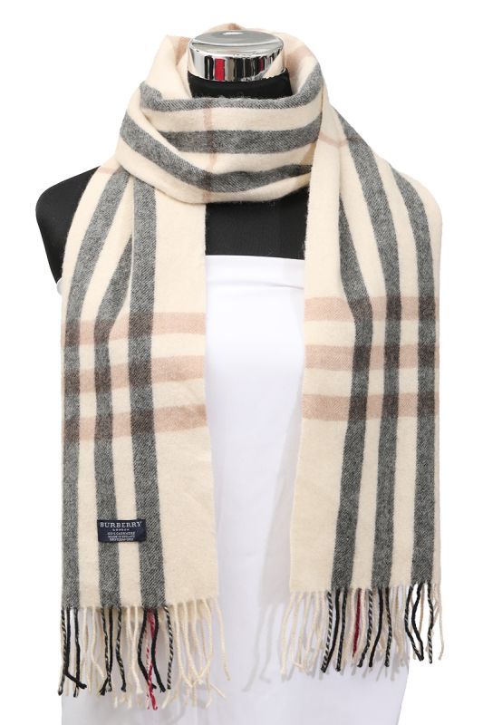 Burberry Beige/Grey Cashmere Scarf