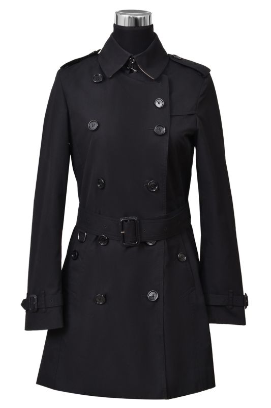 Burberry Black Double Breasted Belted Trench Coat