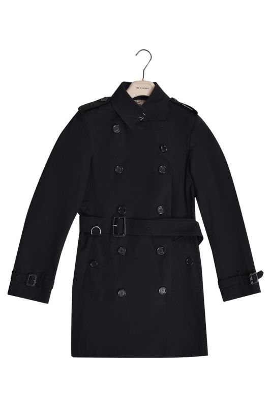 Burberry Black Double Breasted Belted Trench Coat