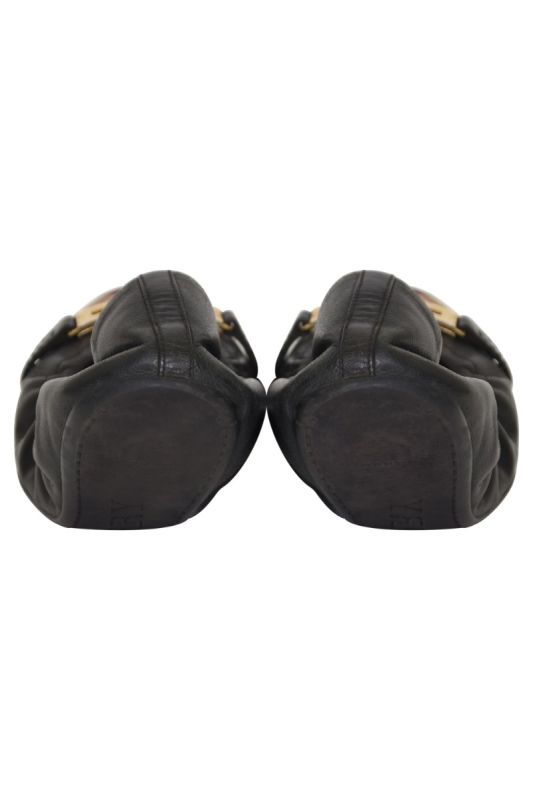 Burberry Black Leather and Nova Check Ballerinas