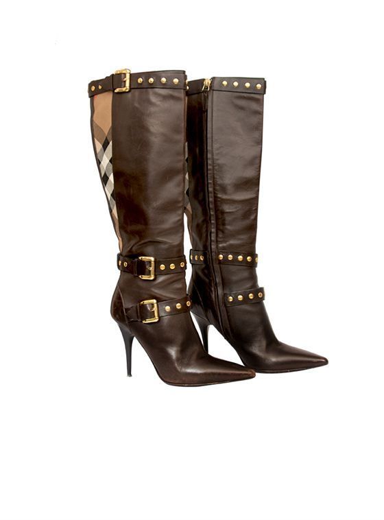 BURBERRY BLACK STUDDED LONG BOOTS