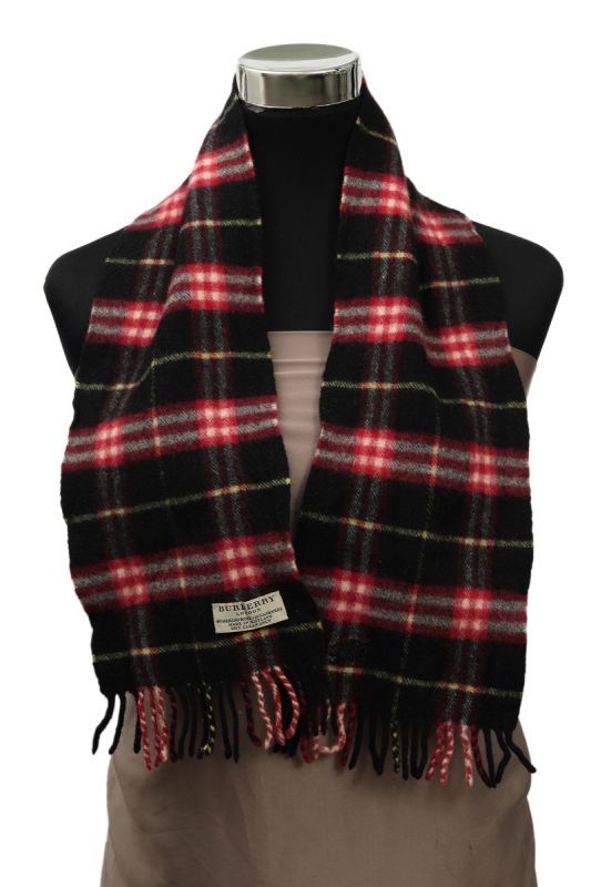 Burberry Black/Red Wool Cashmere Muffler