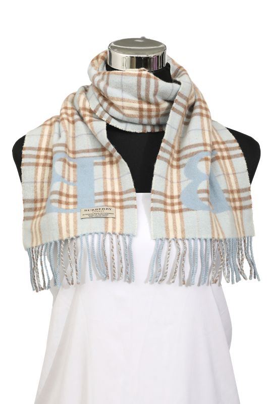 Burberry Blue Cashmere Checks Muffler