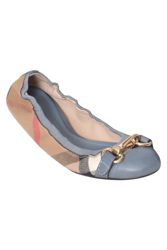 Burberry Blue Nova Checks Scrunch Ballet Flats