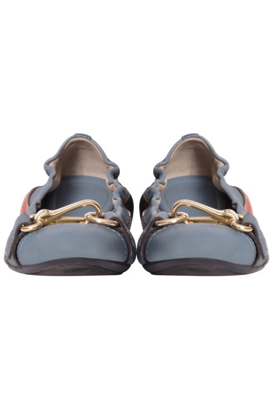 Burberry Blue Nova Checks Scrunch Ballet Flats
