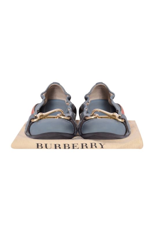 Burberry Blue Nova Checks Scrunch Ballet Flats