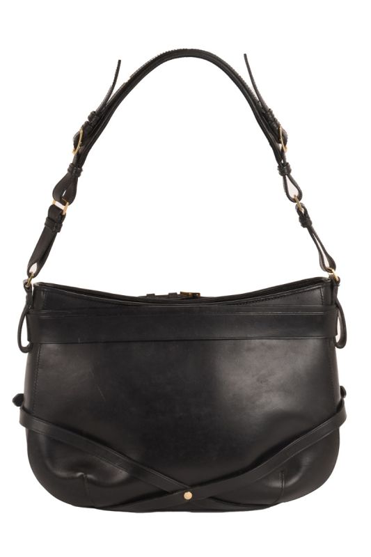 BURBERRY BROWN LEATHER SMALL BRIDLE DUTTON HOBO BAG