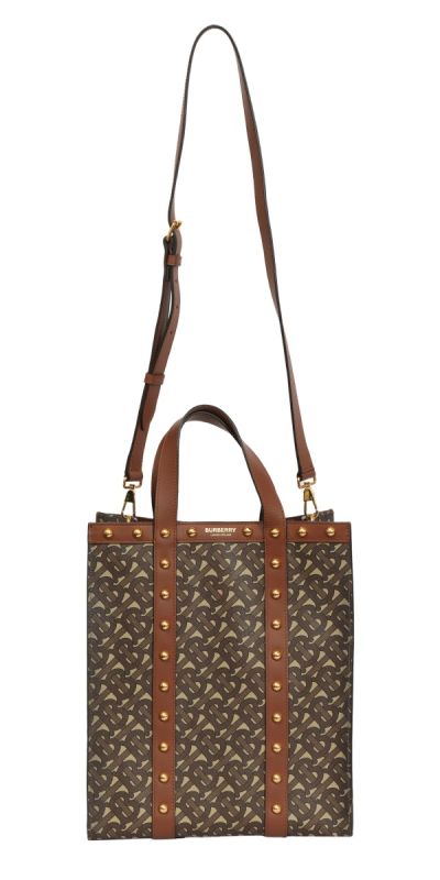 Burberry Monogram E-Canvas Portrait Tote Bag