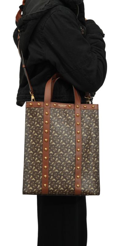 Burberry Monogram E-Canvas Portrait Tote Bag
