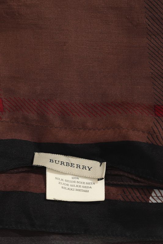Burberry Burgundy Multicolor Silk Scarf