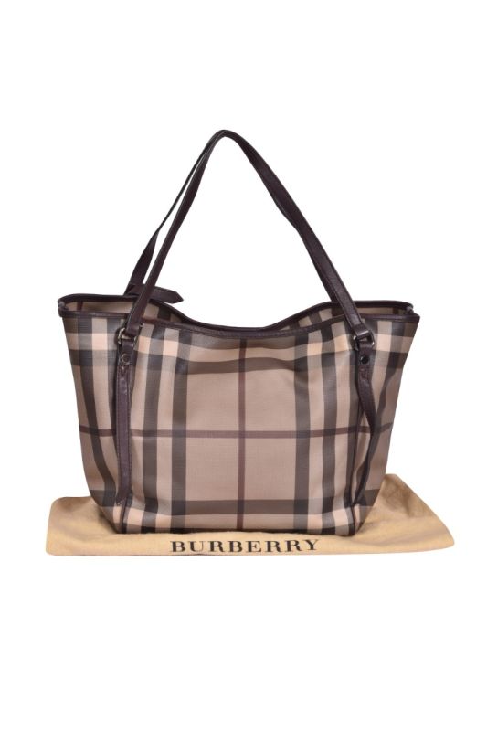Burberry Canterbury Smoked Check Coated Canvas Tote Bag