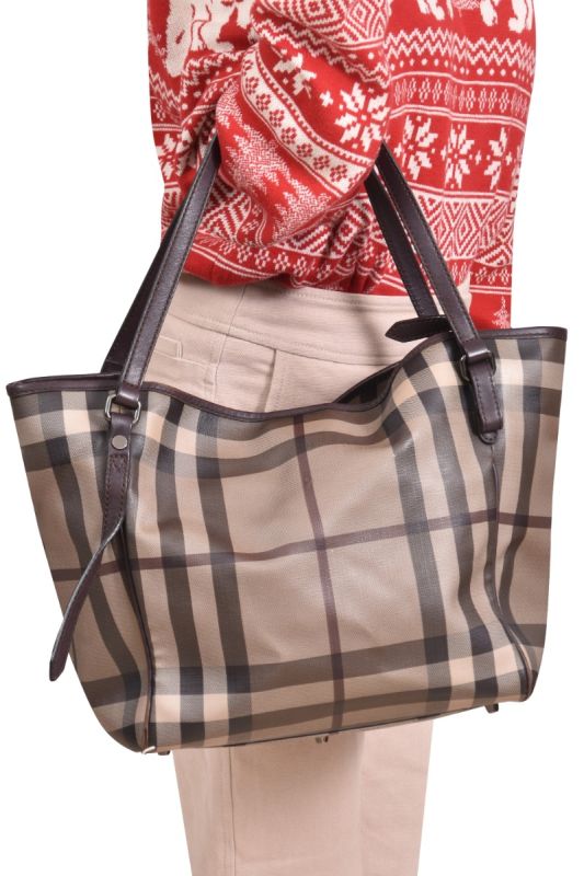 Burberry Canterbury Smoked Check Coated Canvas Tote Bag