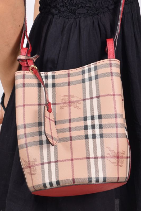 Burberry Check Hobo Reversible Bucket Bag
