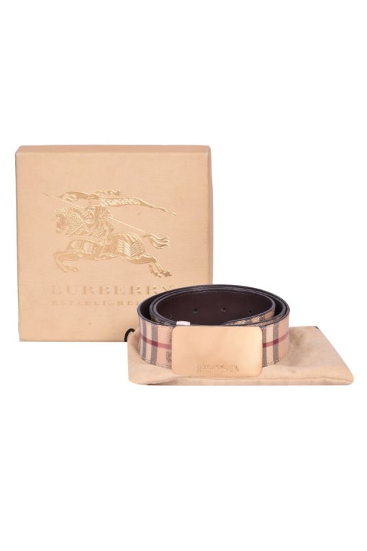 Burberry Coated Canvas Haymarket Checks Belt