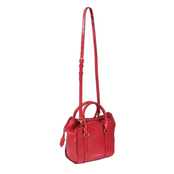 BURBERRY DINTON SMALL PATENT CALFSKIN TOTE BAG