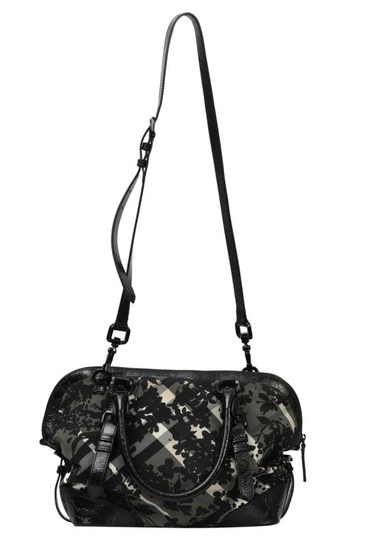 Burberry Floral and Plaid Black Bag