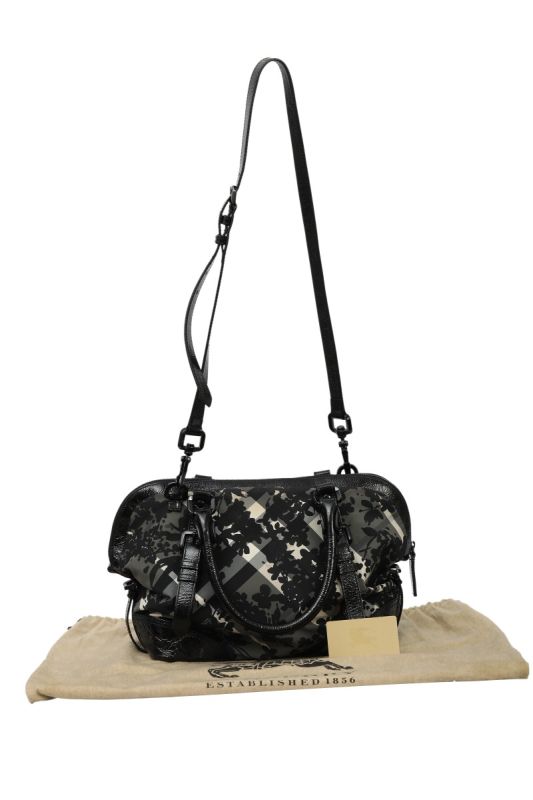 Burberry Floral and Plaid Black Bag