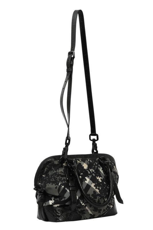 Burberry Floral and Plaid Black Bag