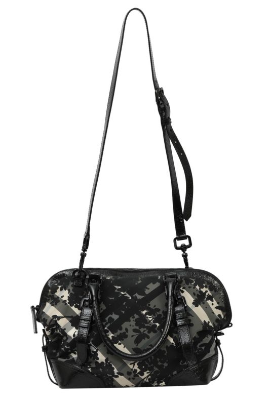 Burberry Floral and Plaid Black Bag