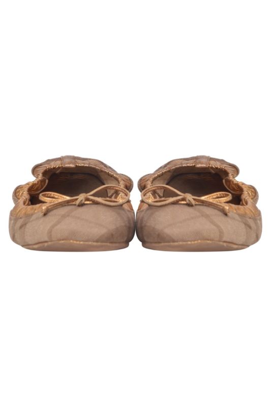 Burberry Golden Nova Check Leather Ballerinas