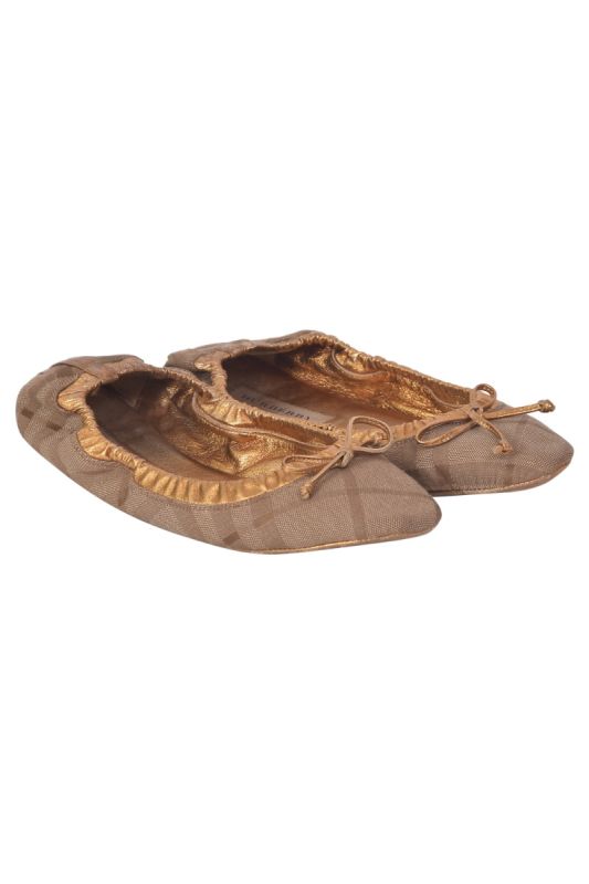 Burberry Golden Nova Check Leather Ballerinas