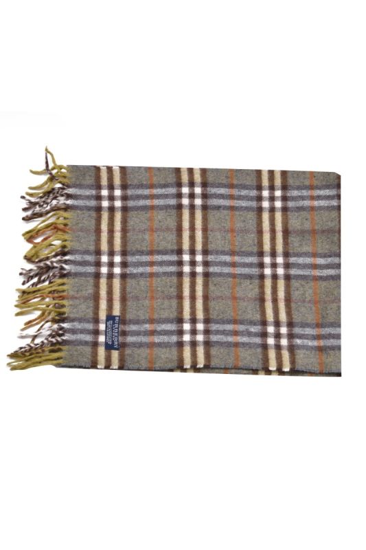 Burberry Green/ Brown Classic Checkered Cashmere Scarf