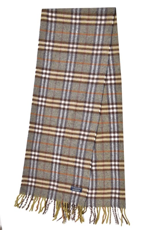 Burberry Green/ Brown Classic Checkered Cashmere Scarf