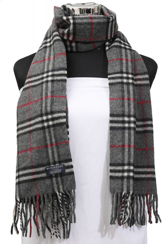 Burberry Grey Lambswool Nova Check Scarf