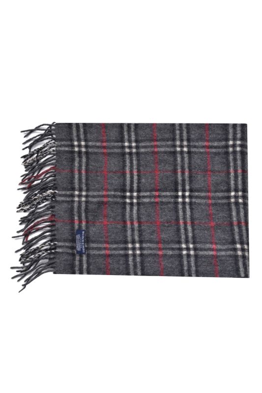 Burberry Grey Checks Cashmere Scarf