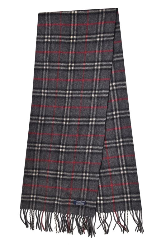 Burberry Grey Checks Cashmere Scarf