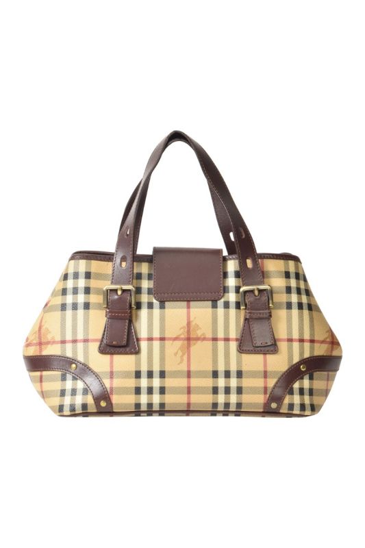 Burberry Haymarket Check Buckle Satchel Bag