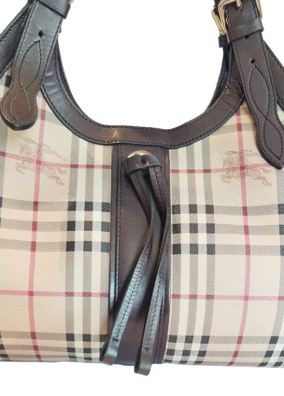 BURBERRY HAYMARKET CHECK COATED CANVAS KENSINGTON SHOULDER BAG