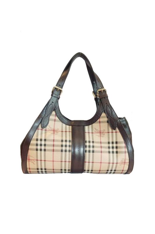 BURBERRY HAYMARKET CHECK COATED CANVAS KENSINGTON SHOULDER BAG