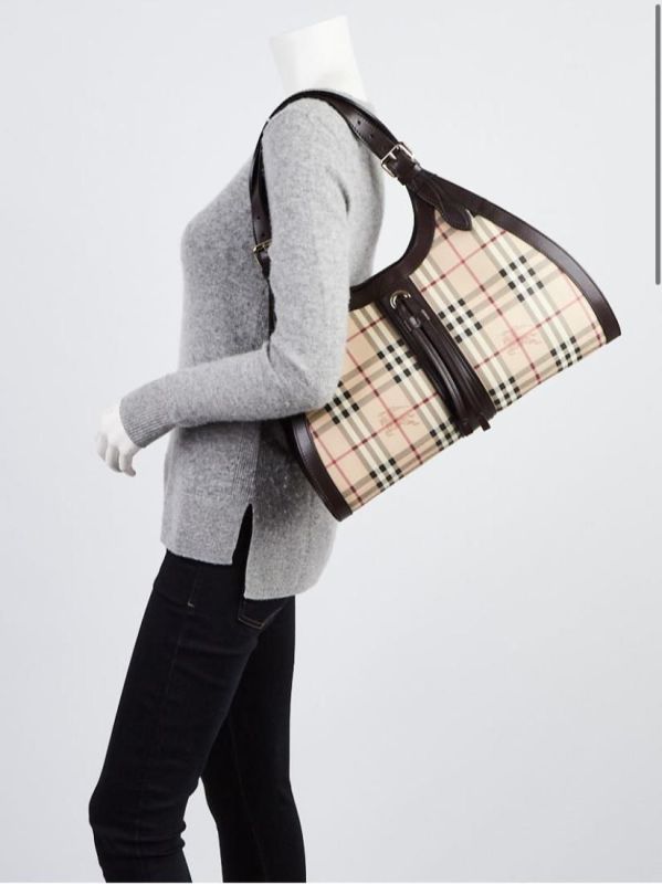 BURBERRY HAYMARKET CHECK COATED CANVAS KENSINGTON SHOULDER BAG