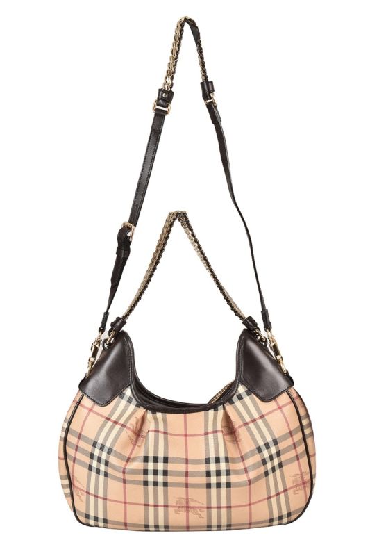 BURBERRY HAYMARKET CHECK COATED HOBO BAG