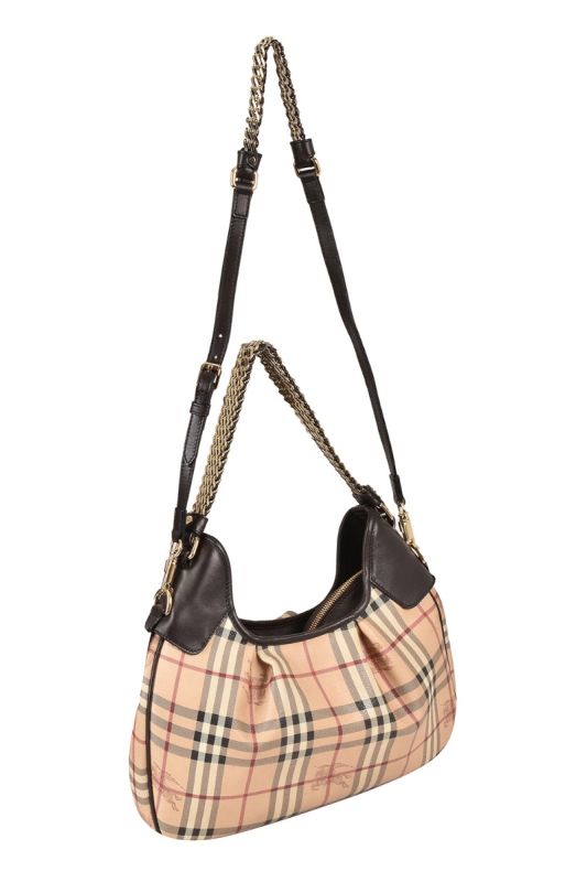 BURBERRY HAYMARKET CHECK COATED HOBO BAG