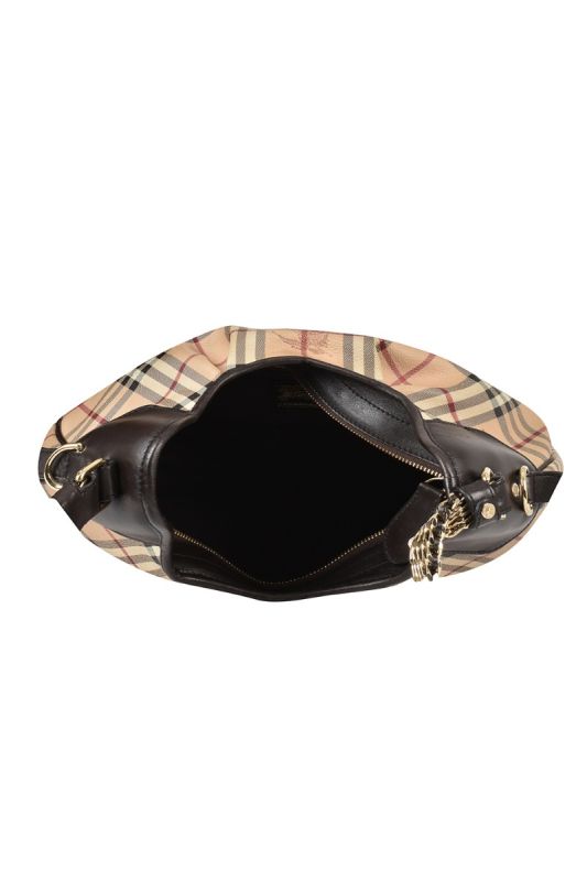 BURBERRY HAYMARKET CHECK COATED HOBO BAG