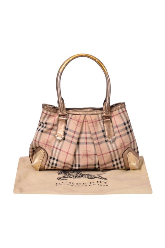 Burberry Haymarket Check PVC Studded Tote Bag
