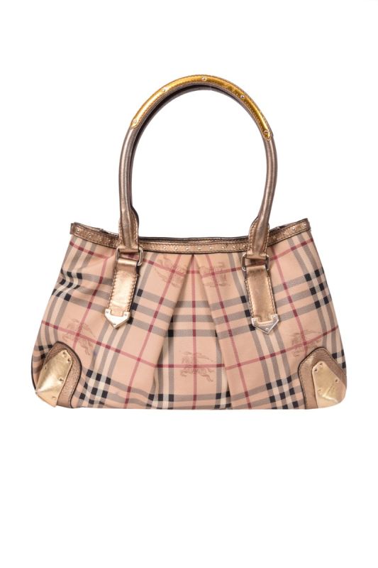 Burberry Haymarket Check PVC Studded Tote Bag