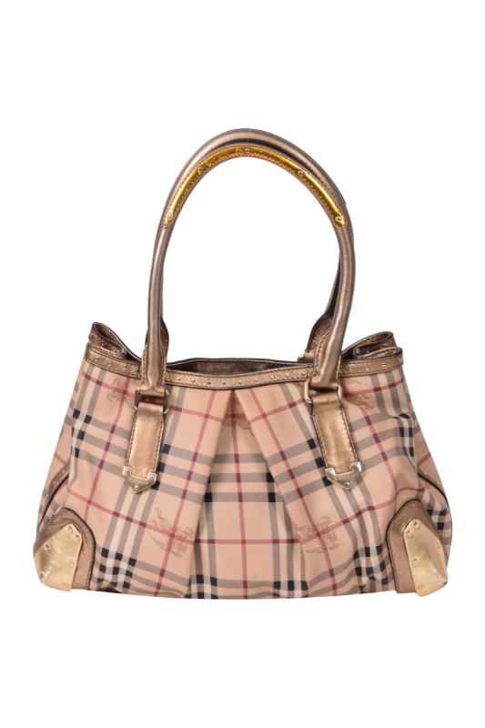 Burberry Haymarket Check PVC Studded Tote Bag