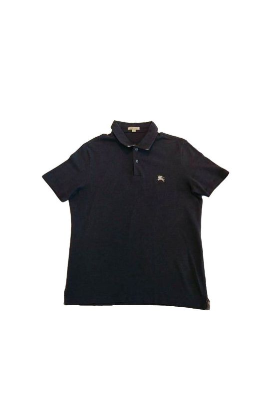 BURBERRY HEATHER GREY POLO NECK T SHIRT