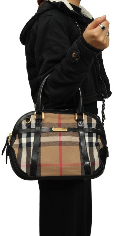 Burberry House Check Canvas and Leather Orchard Bowling Bag