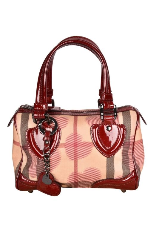 BURBERRY HOUSE CHECK HEARTS BOSTON BAG